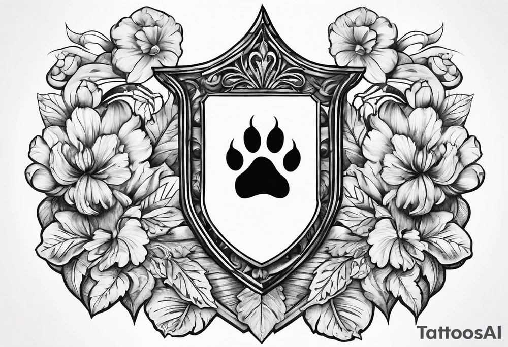 Murphy family crest and dog paw tattoo idea