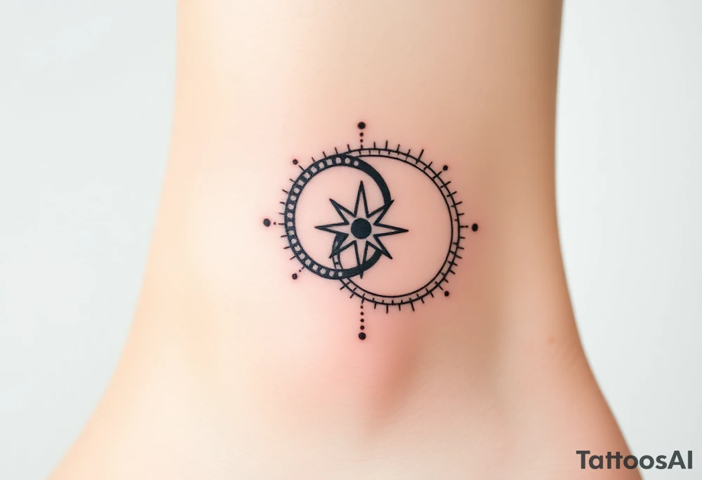 wedding rings tattoo with compass tattoo idea