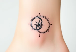 wedding rings tattoo with compass tattoo idea