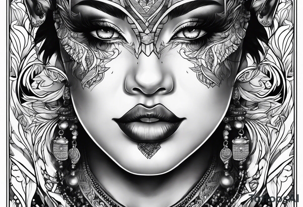 Koolie face portrait tattoo idea