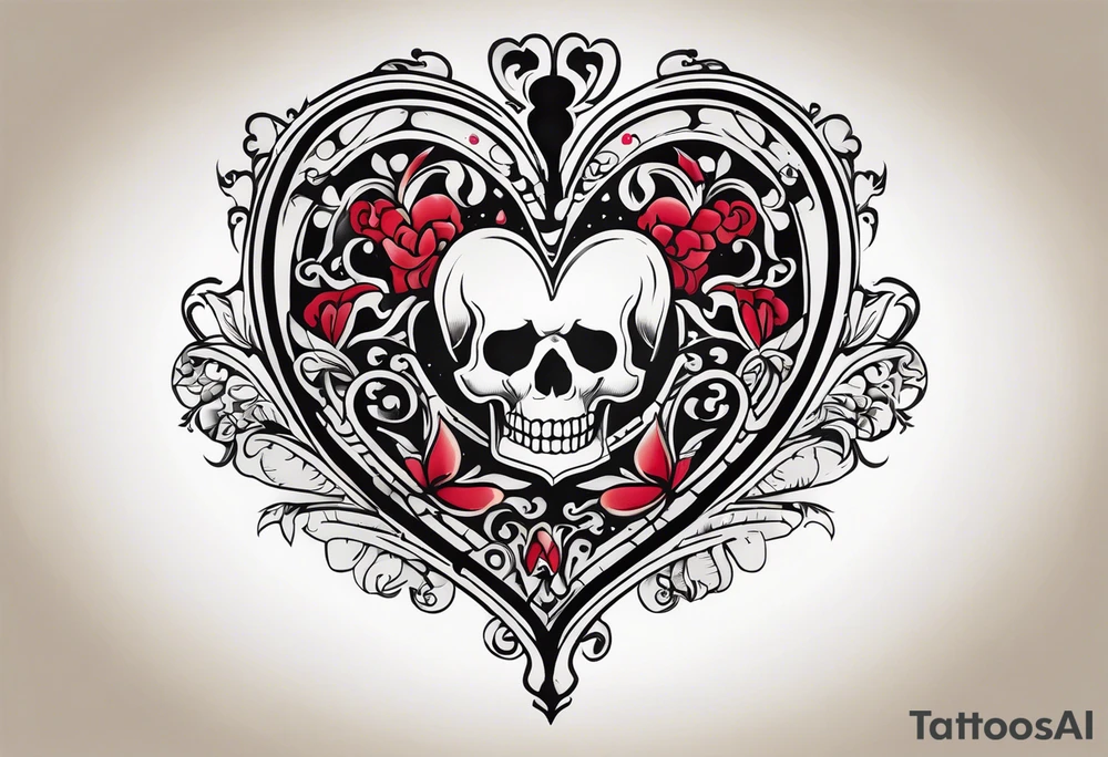 heart shaped antique skeleton key tattoo idea