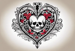 heart shaped antique skeleton key tattoo idea