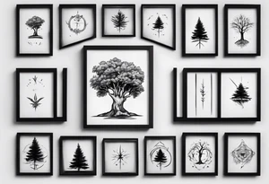 POV under a tree square framed minimalistic tattoo idea