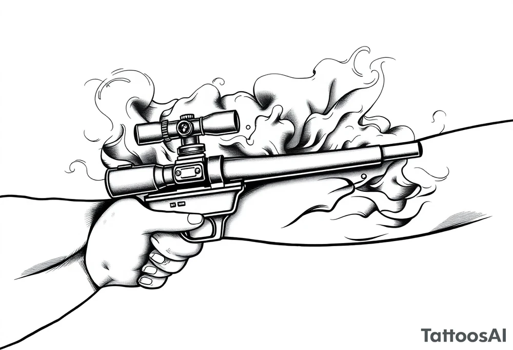 2d sniper scope crosshairs with smoke in background tattoo idea