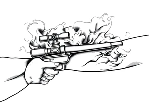 2d sniper scope crosshairs with smoke in background tattoo idea