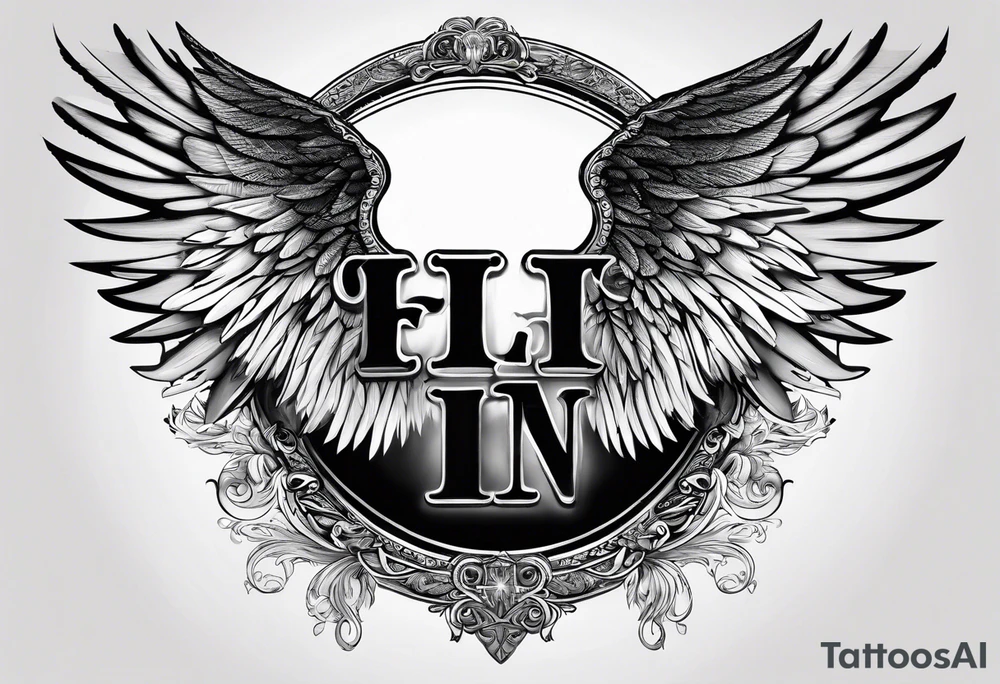 Angel Wings with the word Glenn in between tattoo idea