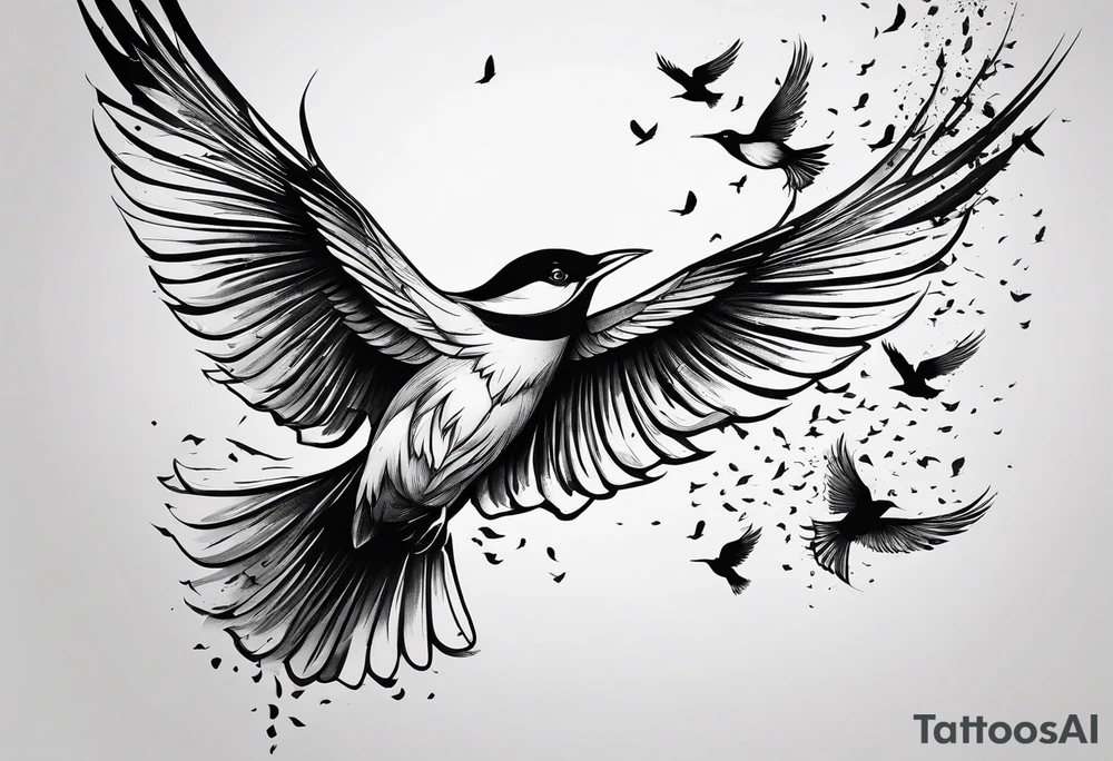 a book with pages falling out that turn into birds that fly away tattoo idea