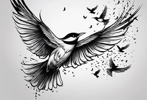 a book with pages falling out that turn into birds that fly away tattoo idea