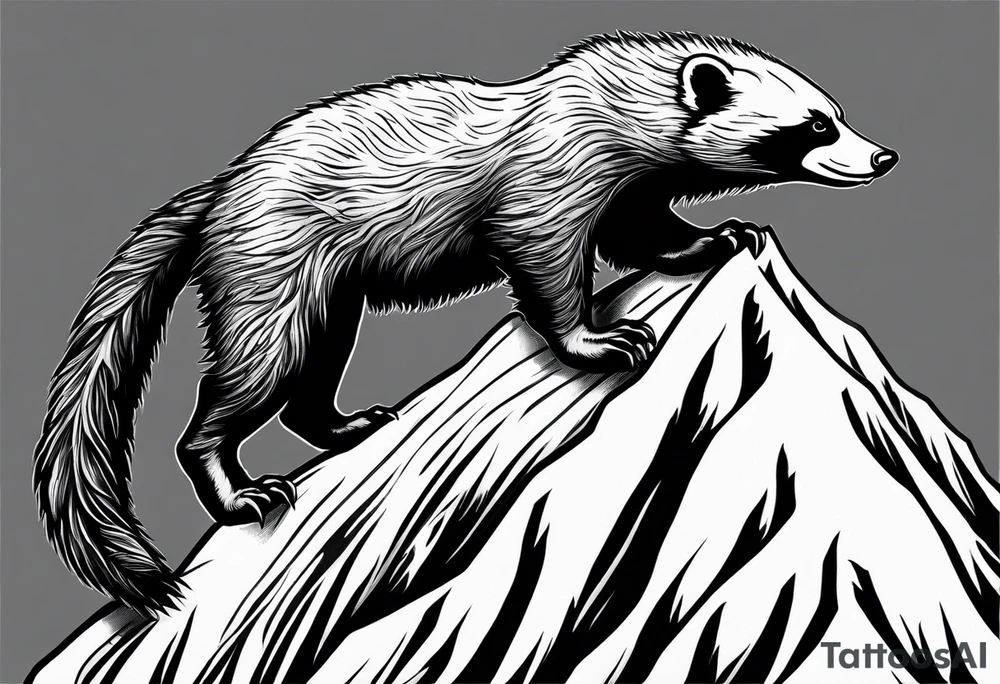 honey badger climbing up mountain, claws tattoo idea