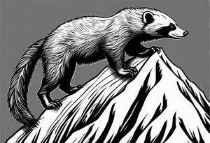 honey badger climbing up mountain, claws tattoo idea