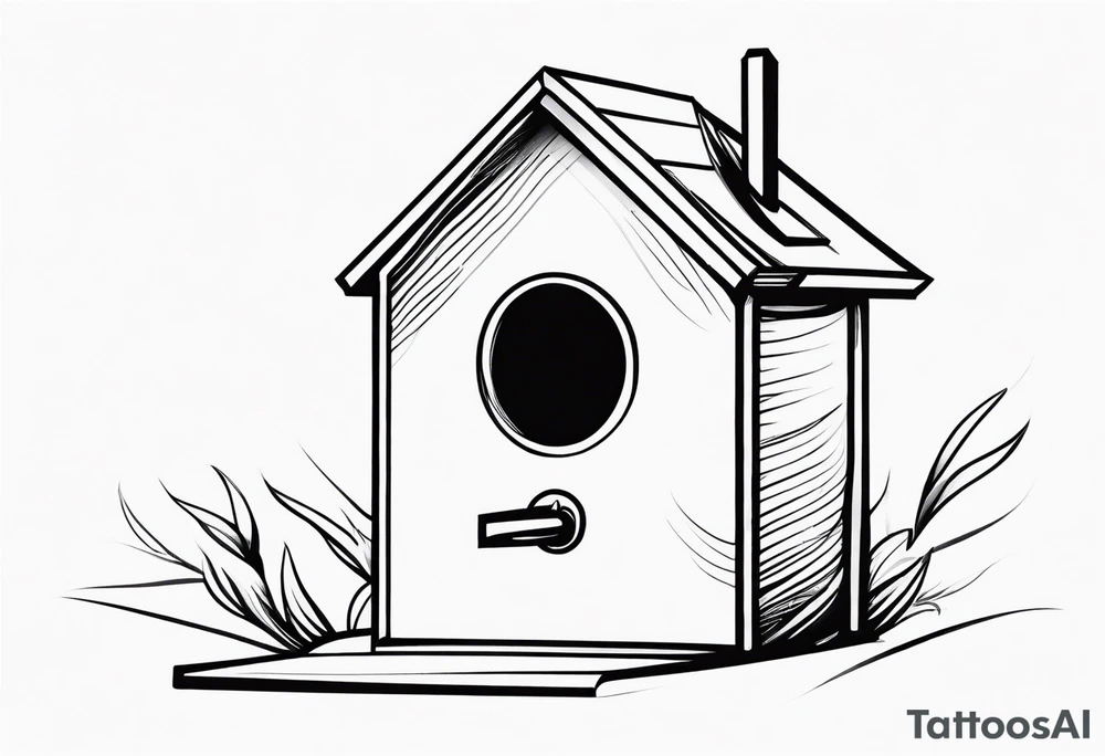 Outline of a birdhouse tattoo idea