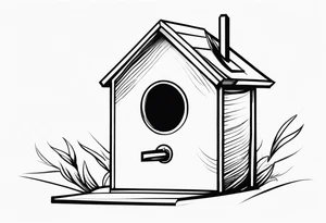 Outline of a birdhouse tattoo idea