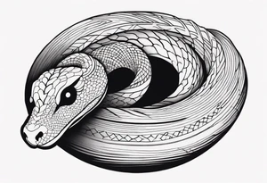 a snake cut i half coming out from black hole tattoo idea