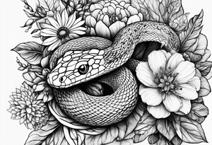Snake is wild flowers tattoo idea