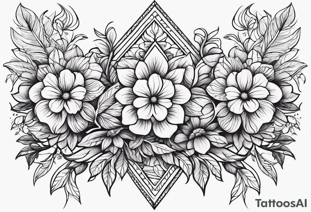 ornaments of flowers tattoo idea