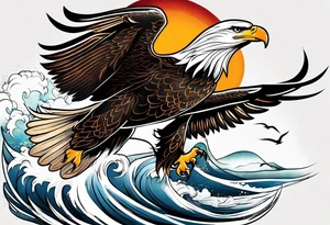 eagle and sun and sea tattoo idea