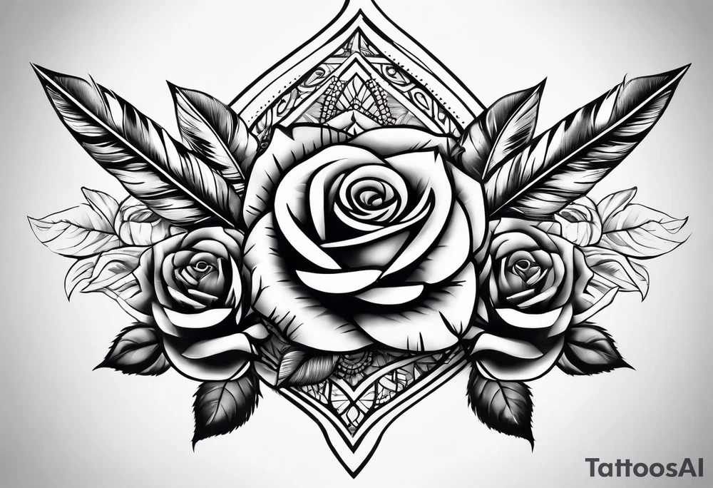 five Indian arrows going through a single rose on a forearm tattoo idea