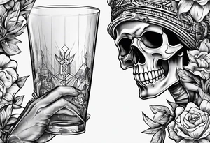 a skeleton hand bumping a glass tattoo idea