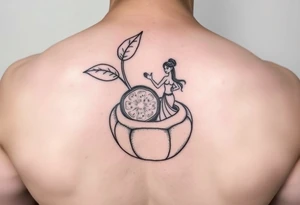 Simple lime in a coconut with a dancing girl tattoo idea