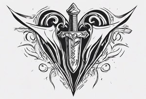 One sketch of a dagger entering the heart tattoo idea