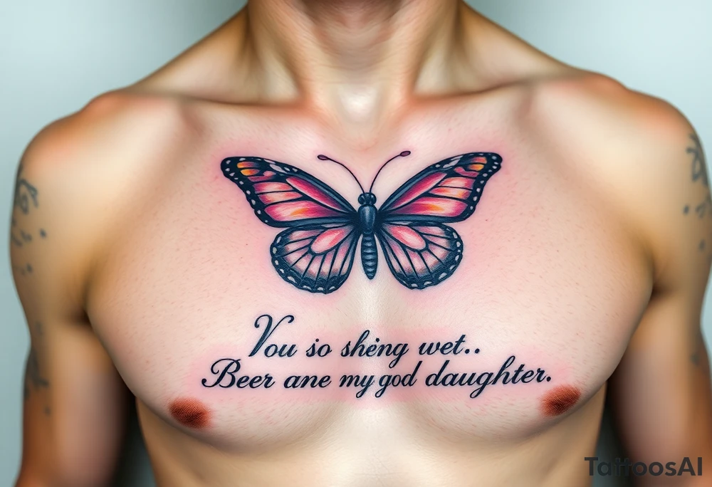 EllaRay with a butterfly and a quote about being my god daughter tattoo idea
