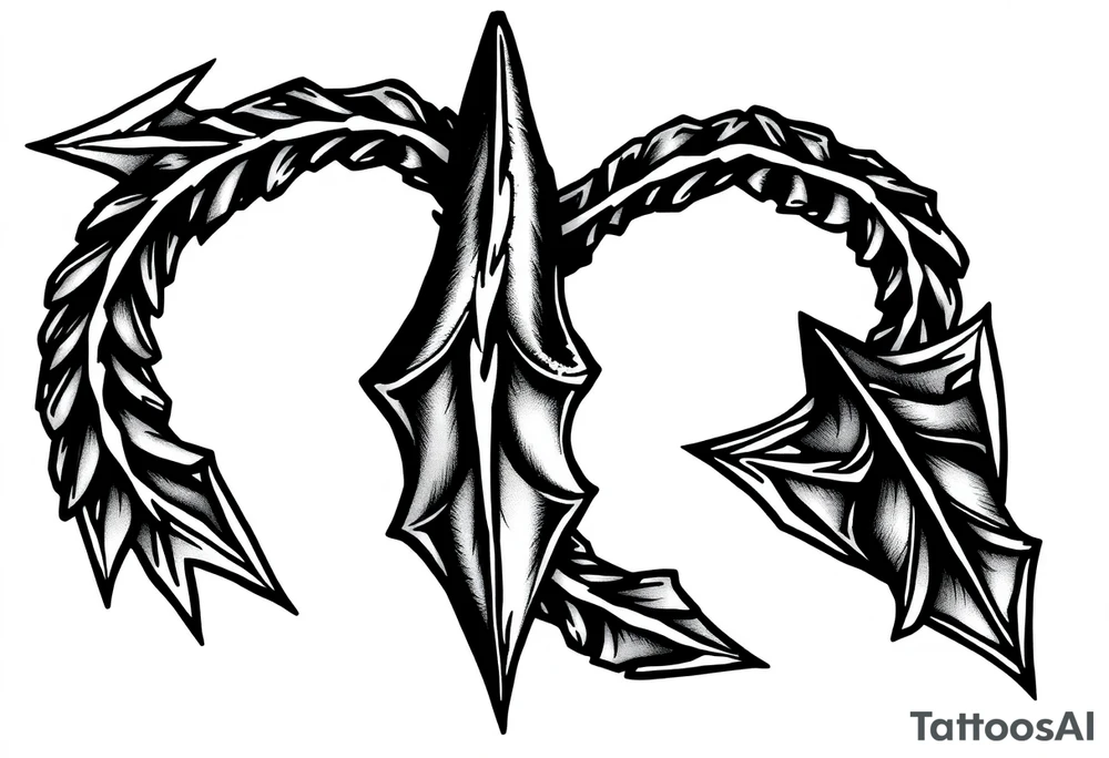 thick arrow look down tattoo idea