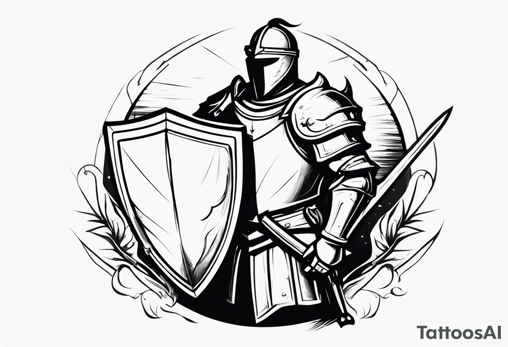 knight with a shield and sword tattoo idea