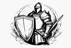 knight with a shield and sword tattoo idea