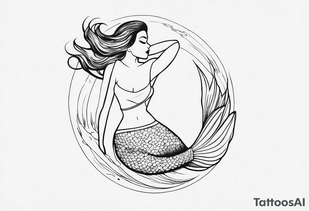 create a sketch of a minimalist mermaid tattoo with the number 311 tattoo idea