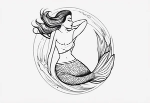 create a sketch of a minimalist mermaid tattoo with the number 311 tattoo idea