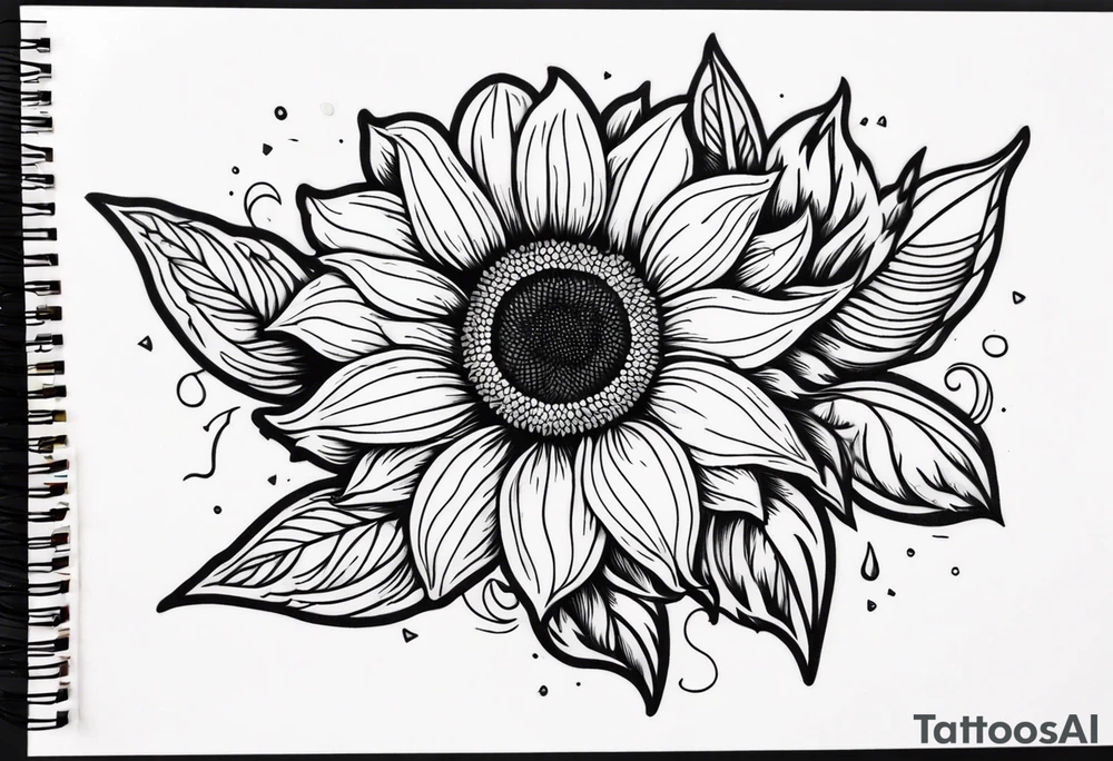 Flower fire an a sunflower tattoo idea