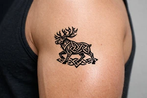 Caribou in Norse knot work open line concept tattoo idea