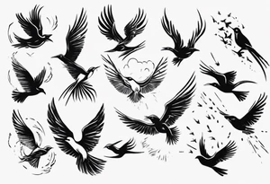 light rays with birds flying free tattoo idea