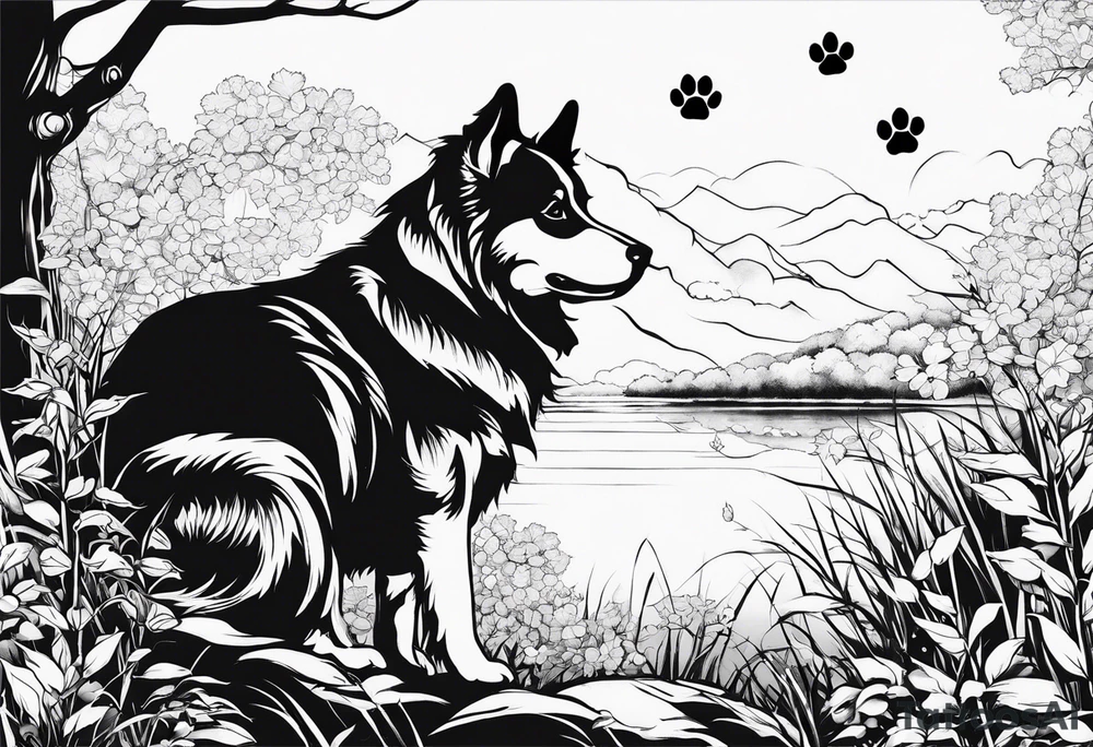 maple, dog paw print tattoo idea