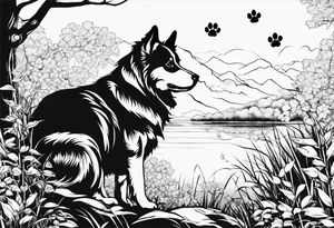 maple, dog paw print tattoo idea