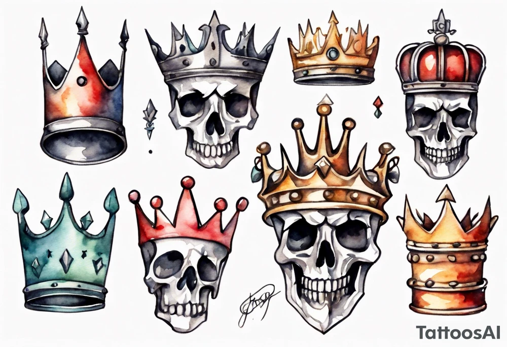 a watercolor of a simple iron crown tattoo idea