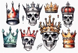 a watercolor of a simple iron crown tattoo idea