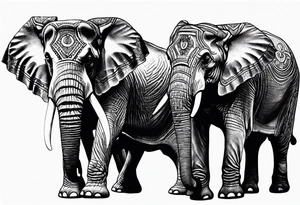 Two elephants trunk up one elephant trunk down tattoo idea