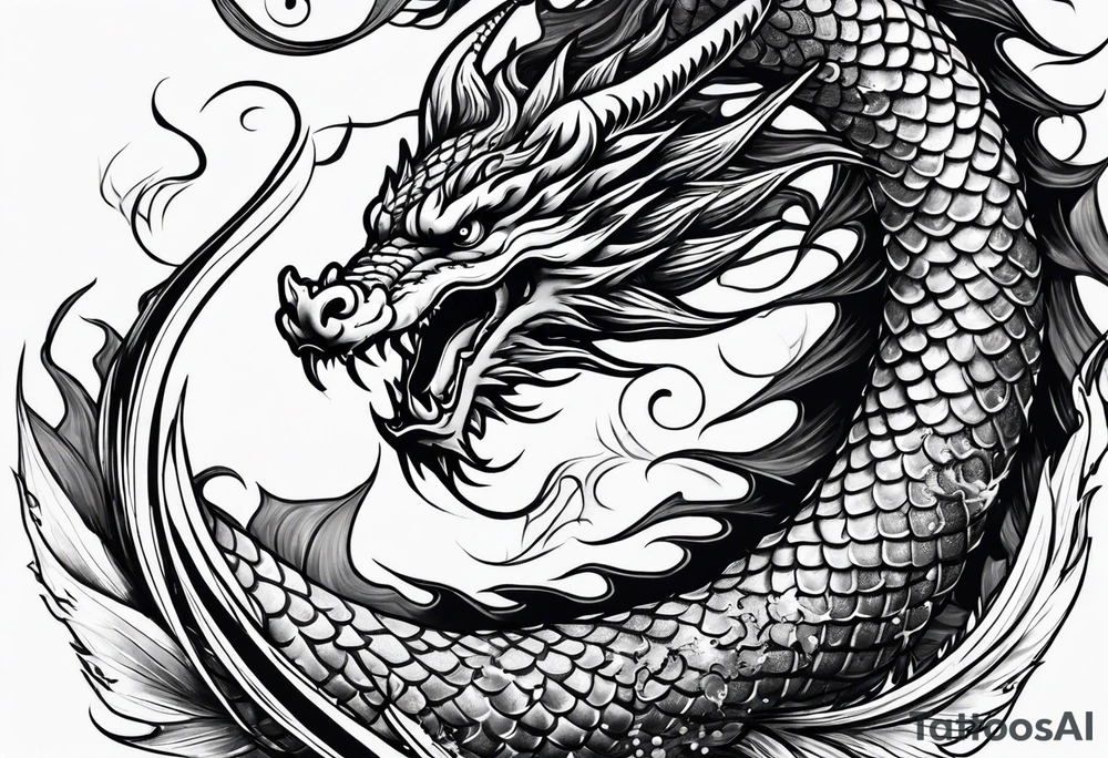 Dragon fire in the backaround tattoo idea