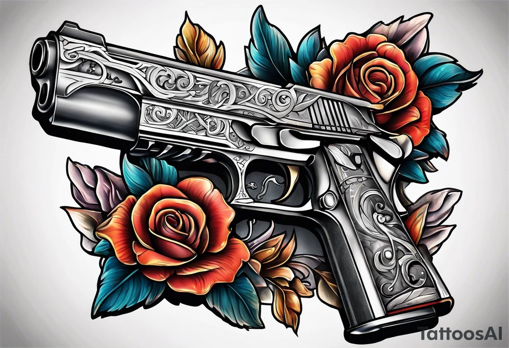 The letters AR with pistols on each side tattoo idea