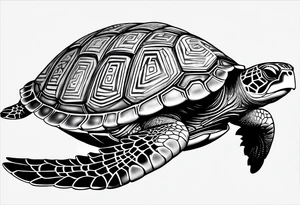 Polynesian Sea Turtle with the initials N, J, S, G incorporated. tattoo idea