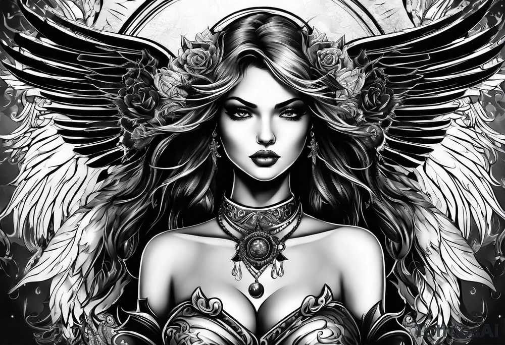 Female dark angel tattoo idea