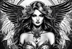 Female dark angel tattoo idea