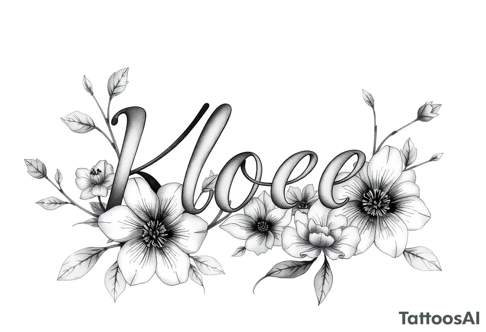 The name Kloee, with flowers Lillie's tattoo idea