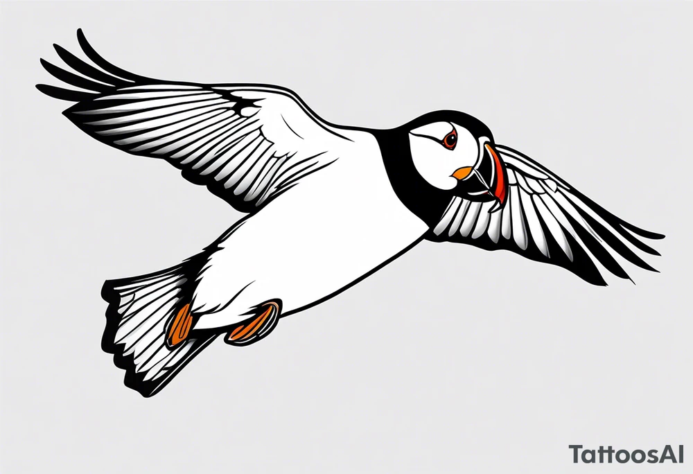 a flying puffin
- (mostly black coloured) forarm Tattoo tattoo idea a flying puffin
- (mostly black coloured) forarm Tattoo tattoo idea