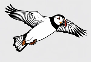 a flying puffin 
 - (mostly black coloured) forarm Tattoo tattoo idea