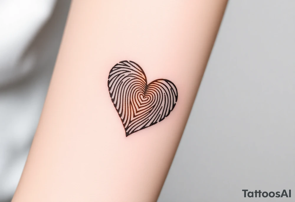 A heart-shaped fingerprint with a soft golden glow surrounding it, symbolizing divine love and warmth tattoo idea