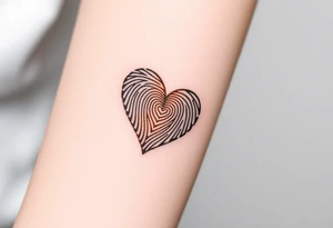 A heart-shaped fingerprint with a soft golden glow surrounding it, symbolizing divine love and warmth tattoo idea