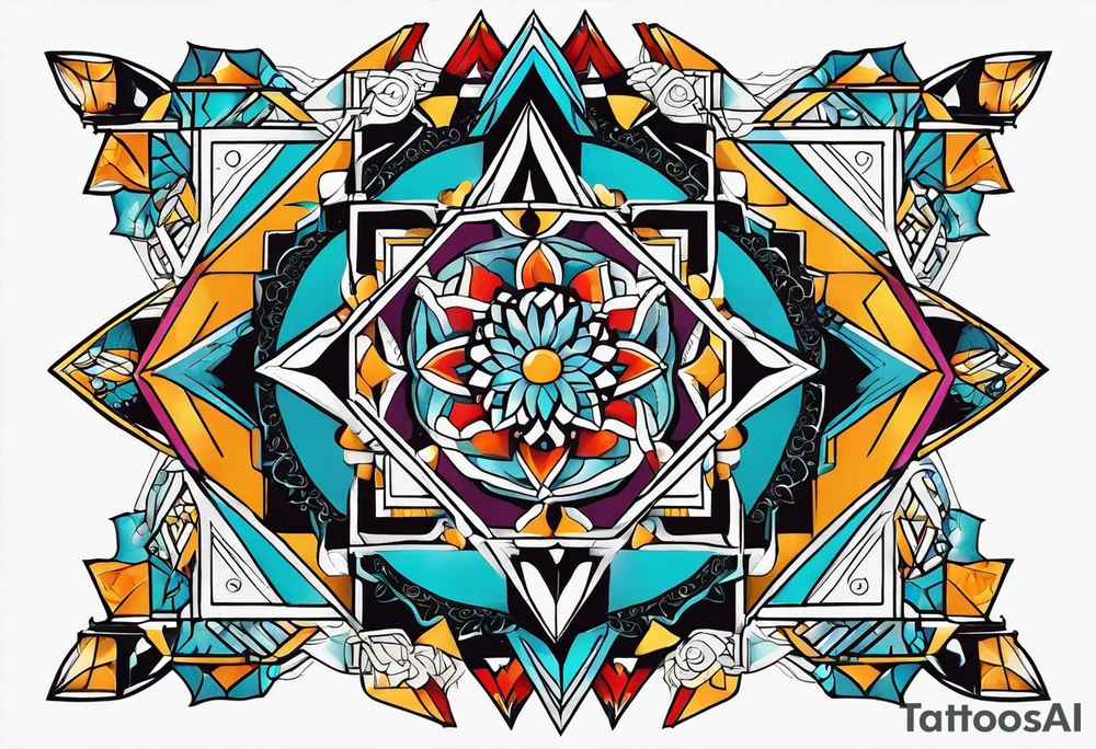 geometric tapestry tattoo idea
