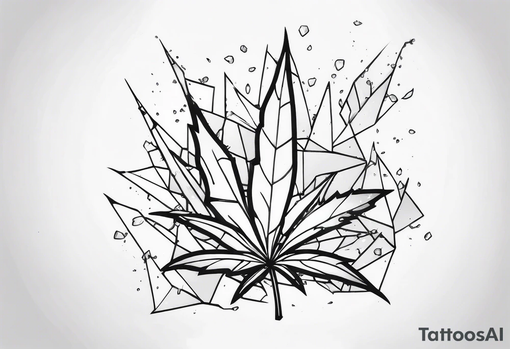 Broken glass and weed tattoo idea